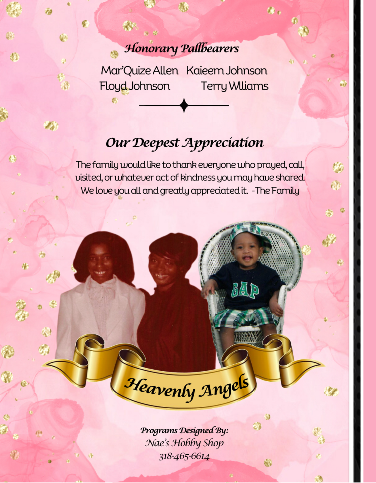 Homegoing Celebration Programs Pink