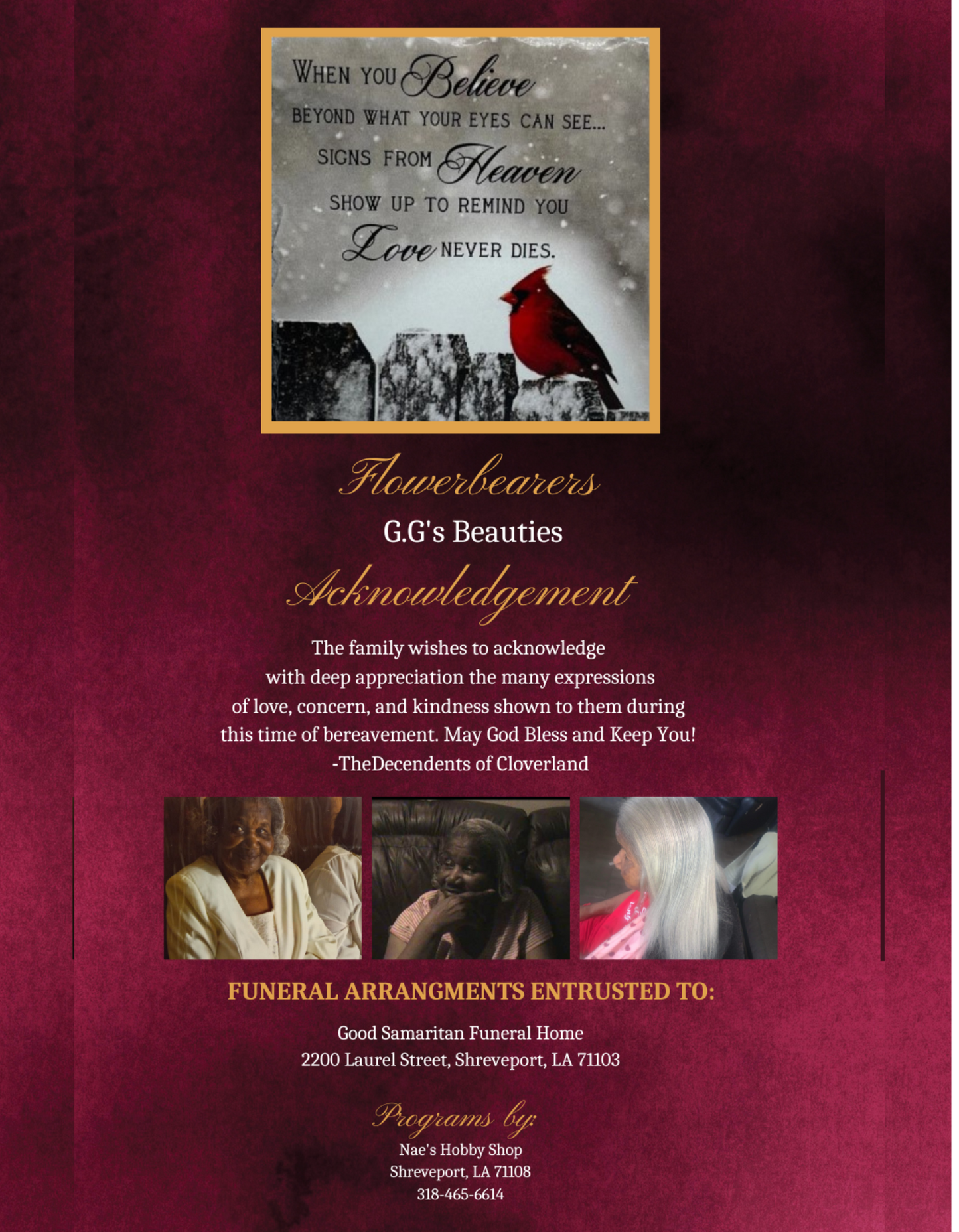 Homegoing Celebration Program